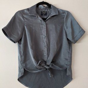 Abercrombie and Fitch Satin tie-up shirt